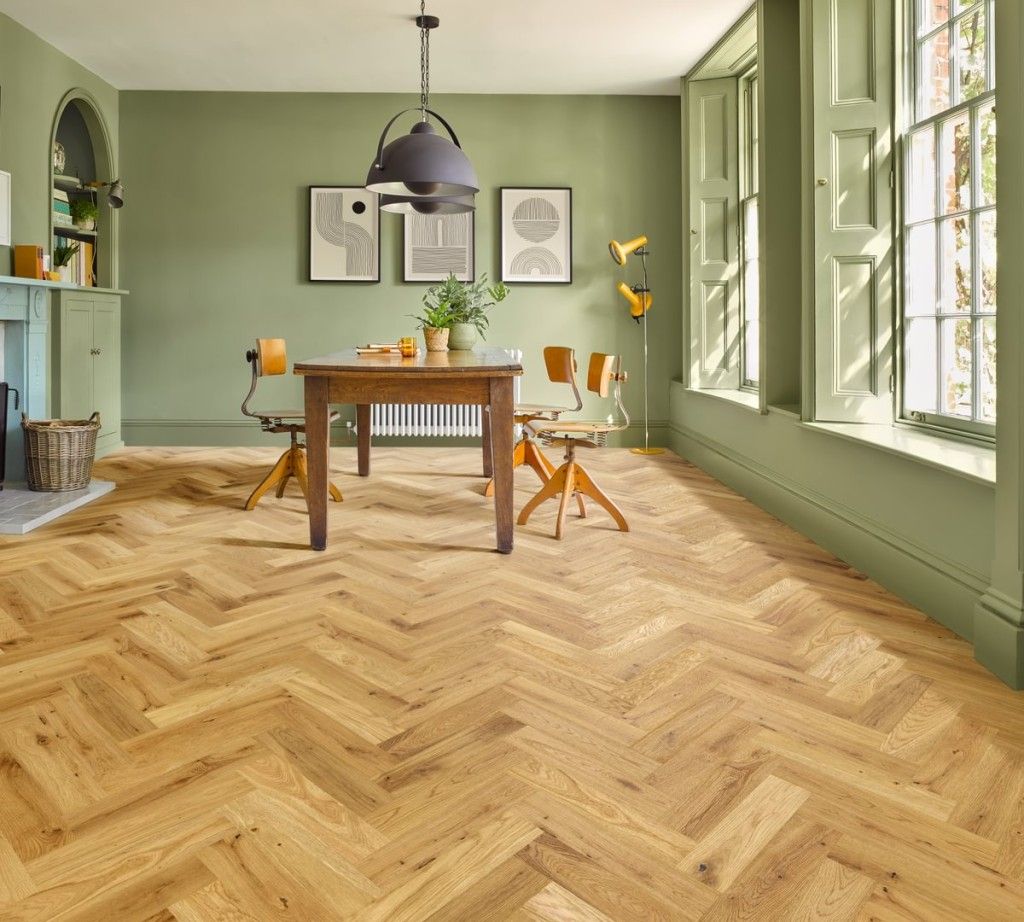 John Lewis Wildwood Herringbone Straw Oak Brushed, UV Lacquered